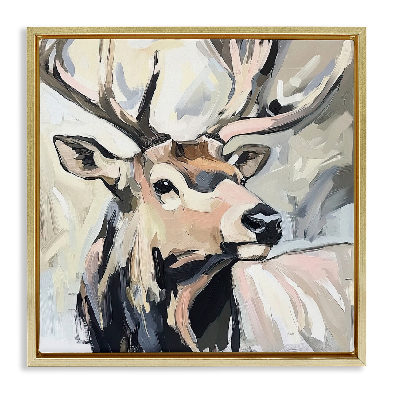 Stupell Industries Neutral Bull Elk Portrait Floating Frame, design by Tina LeCour